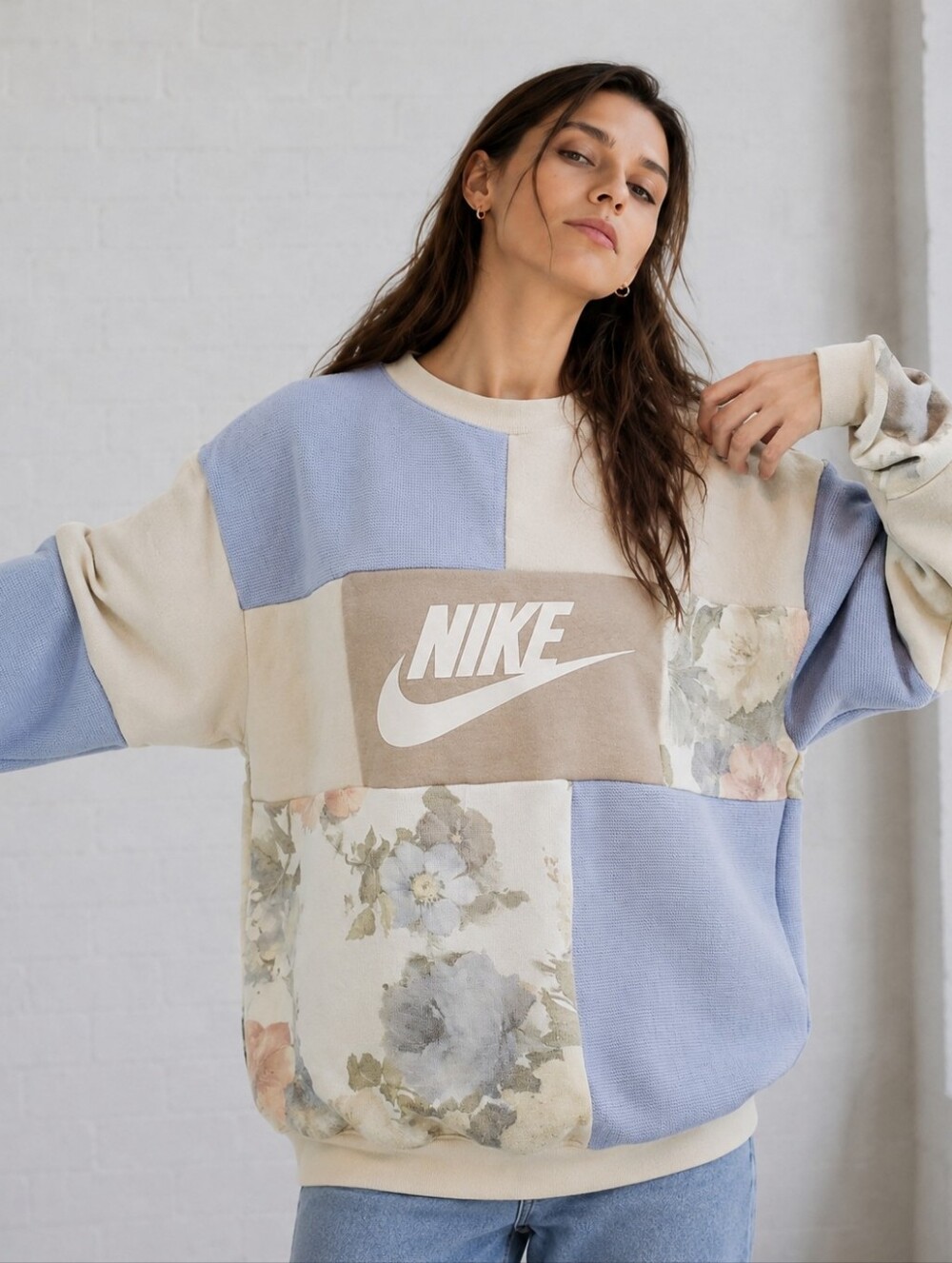 Upcycled- Vintage Bloom Patch Crewneck